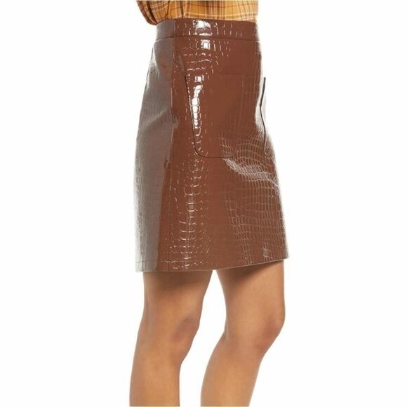 HALOGEN x Atlantic-Pacific Croc Embossed Skirt - Picture 3 of 10